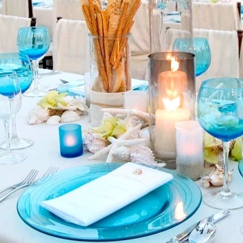 *~* 4 Gorgeous Aqua Blue Wine Stems ~ Wedding, Party, Beach, Bar *~* Spring